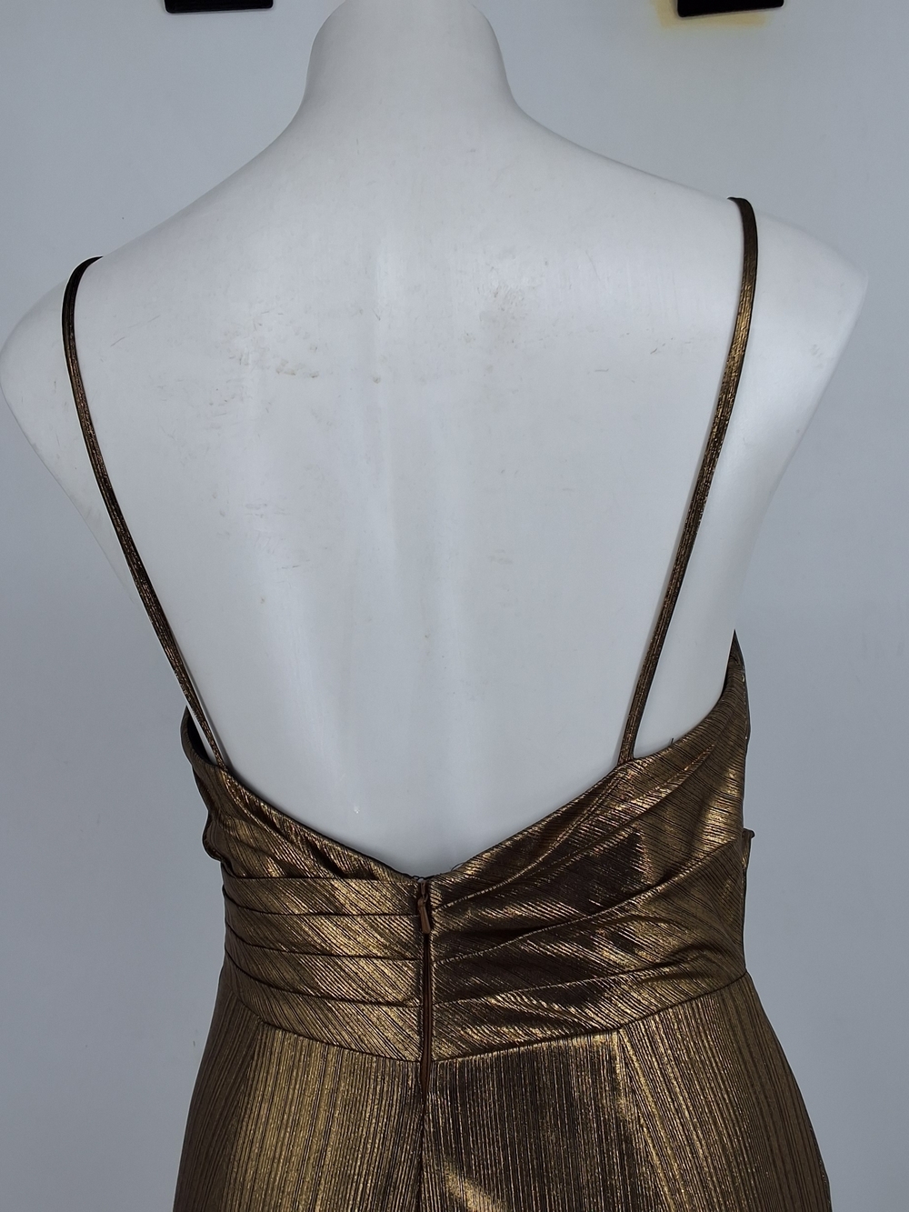 Mac Duggal Gold Sequin V-Neck Maxi Gown - Picture 6 of 11